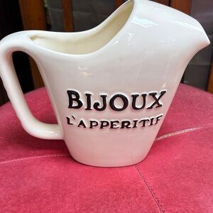 Bisjoux Cream Pitcher with Black Lettering